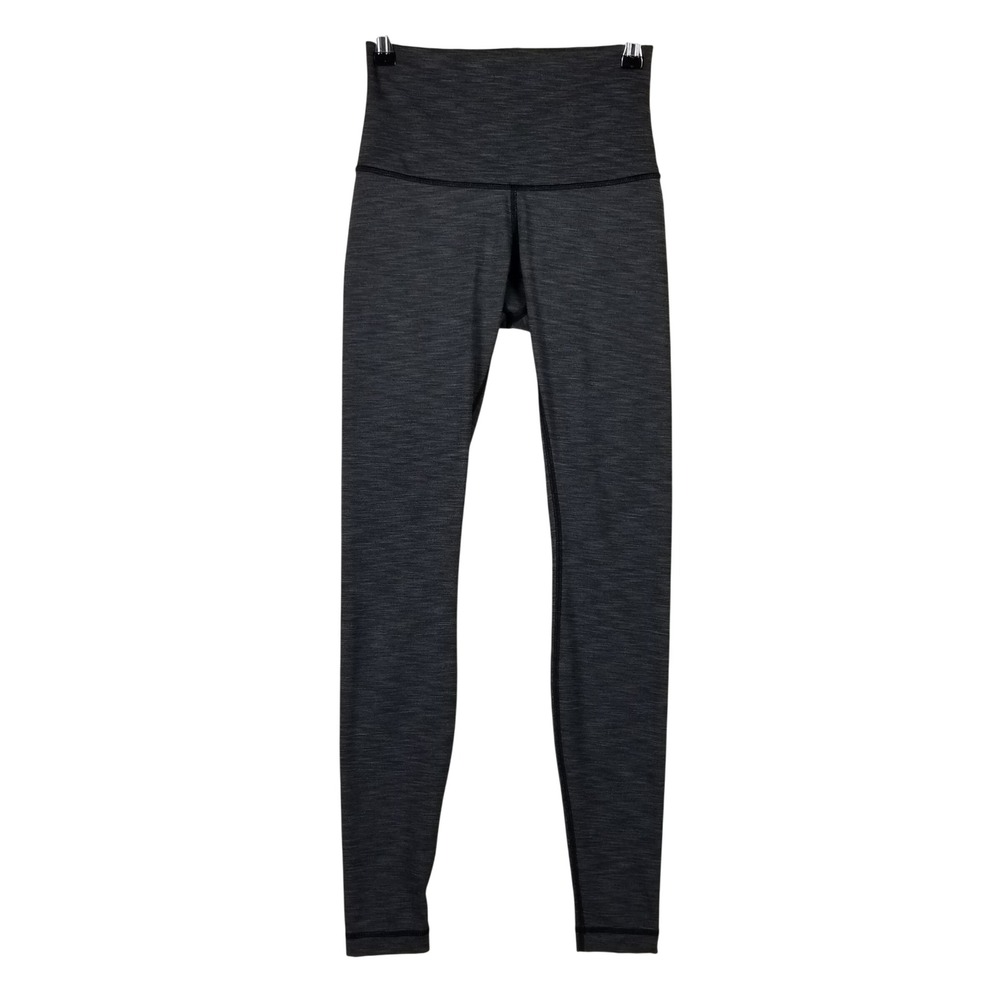 Lululemon High Rise Leggings Womens 4 Charcoal Grey Space Dye Activewear